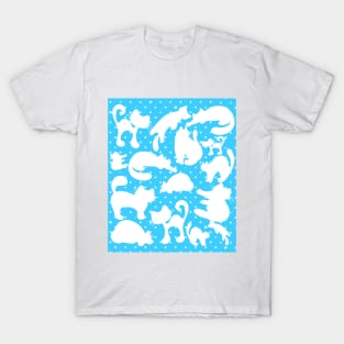 White Cat Silhouette Polka Dot Pattern T-Shirt